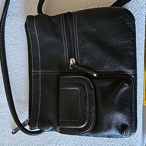 Tignanello black leather crossbody purse